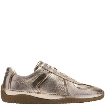 CLARKS WOMENS LACE TRAINER - GOLD LEATHER